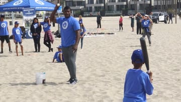 Dodgers and Local Kids Play Ball on the Beach